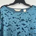 Bechamel Womens Velvet Floral Top Teal Blue Long Sleeve Boho Stretch Size 2X Photo 1