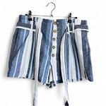 Abercrombie & Fitch A&F Striped Shorts Linen & Cotton Belt Tie High Waist Button Front Casual Summer Photo 0