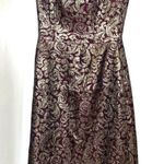 Talbots 8 GLAM halter evening Dress, shimmer gold and dark reddish background appearance. Photo 0