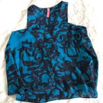 Eight Sixty Teal Blue Black Abstract Print V Neck Sleeveless Tank Top Women's M Photo 2