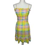 Celina Moon Pastel Plaid Mini Dress Women Large Smocked Sundress Summer Beachy Yellow Photo 1