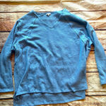 JODIFL  Blue Waffle Knit V Neck Long Sleeve Oversized Tshirt Size 2X Photo 0