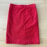 J.Crew The Pencil Skirt Size 4 Red Eyelet 100% Cotton Cotton Lined Embroidered Photo 7