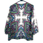 Talbots size 6 100% silk long sleeve blouse top shirt blue green pink white Photo 1