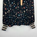 Nookie Nooki London Josie Printed Velvet Blouse Stars Print Long Sleeve pullover Large Photo 2