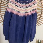 American Vintage VTG Hand Knit Women’s Fair Isle Women's Sweater Cozy Cabincore Cottagecore Blue Photo 5