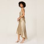 Saloni Jen Silk High/Low Sleeveless‎ Formal Maxi Dress Gold Women's Size US 6 Photo 1
