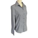 Pink Tartan mini houndstooth long sleeve button down collared shirt women's 8 Gray Photo 1