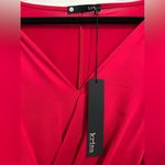 Revolve Krisa  Red Drape Skirt Surplice mini Dress NWT small Photo 3