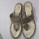 Jack Rogers  Old Money Designer Marbella Mid Wedge Sandals Gold Leather Shoes 10M Photo 6