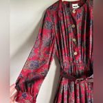 Vintage 70’s Leslie Fay ornate floral paisley challis Mod belted shirt dress Red Size 14 Photo 1