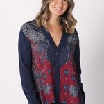DG2 by Diane Gilman SoftEase Combo Printed Scarf Front Cardigan 2X NWT Blue Photo 0