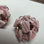 Bead Cluster Beaded Vintage Clip On Earrings 1 Hong Kong 1 West Germany Lot Of 2 Pink Photo 3