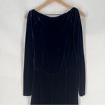 Dion‎ Lee Elegant Navy Silk Velvet Cold Shoulder 3/4 Sleeve Midi Wrap Dress 10 Blue Photo 11