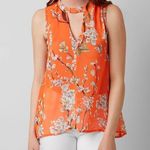 Miss Me Orange Sheer Floral Tunic Tank L EUC Photo 0