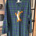 Vintage Tigger Disney Parks fleece nightgown tartan dress applique embroidered Blue Size L Photo 8