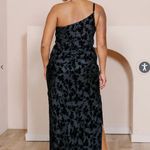Revelry Black Floral Velvet Dress Bridesmaid Size 18 Photo 1