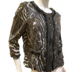 Alberto Makali Alberto Malaki Zipper Down Long Sleeve Sweater with Abstract Animal Print XL Photo 3