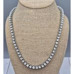 Silver Tone High Quality Crystal Tennis Style Necklace Long 20" Collar Formal Photo 2