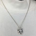 BEST fierce cat pendant silver tone necklace 18” Photo 1