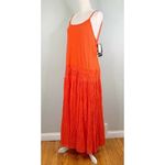 Mlle Gabrielle Dress Orange Maxi 20W Stretch Top Crinkle Finish Beaded New Photo 99