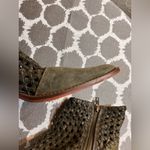 Free People  Suede Leather Boots Olive Woven Ankle Boots side zip US 8-8.5 EU 39 Photo 3