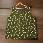 Coral Bay Size 2XL Summer Tropical Print Tank Top Women's Green Pineapples Photo 0