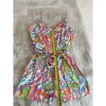 Lilly Pulitzer  Womens Pink Print Deanna Shorts Romper‎ Multicolor Straps Large Photo 11