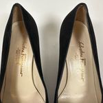 Salvatore Ferragamo  80s Pumps Heels Black Suede Tortoise Buckle Accent 7 1/2 B Photo 6