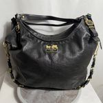 Coach Black Leather Chain Link Hobo Shoulder Bag 15953 Gold Hardware Large Tote Photo 1
