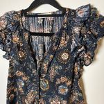 Ulla Johnson  Elisa Top Twilight Size 0 Ruffle Flutter Short Sleeve Tie Neck Boho Photo 11