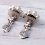 Vintage Clip On Earrings Pearlescent Cream Flower Like Cluster 7/8" Photo 3