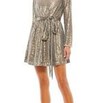 Mac Duggal NWT  Sequin Tie Waist Mini Dress in Taupe size 8 Photo 0