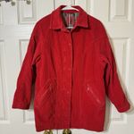 EUC VTG Korean Jacket Womens Red‎ Corduroy Button Up Collared Long Sleeves Photo 0