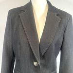 Kasper vintage denim look open stitch 2 piece blazer trouser pantsuit size 8 Photo 2