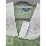 Dream Rest Women's Vintage Dress Button Down Short Sleeve Gingham Green Sleep Photo 10