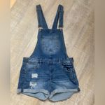 Dollhouse Denim Overalls Sz Large Distressed Coverall Shorts Shortalls Grunge Skater 90s Photo 3