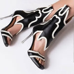 Open Toe Cowboy Boot Sandals Silver Size 7.5 Photo 0