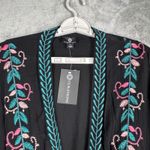 Curations Kimono Duster M Petite Black Embroidered Tunic Bohemian Resort Travel Size undefined Photo 4