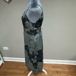 barney's new york  Taste Luxury Humor Green Grey Bold Floral Print Dress Silk 4 Photo 3