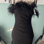 AQUA Black Feather Cocktail NYE Dress Photo 1