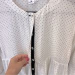 KILOL Midi tiered tunic dress, polka dot print, sheer,deep side slits,buttons XS Black Photo 4