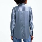 Madewell NWT  Relaxed Dolman Button-Up Shirt Satin Teapot Blue Photo 5