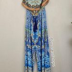Shahida Parides Strapless Blue Crystal Print Wide Leg Jumpsuit Green Size undefined Photo 1