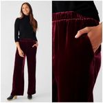Faherty ππ Vintage Silk Velvet Genevieve Pant Wide Leg Maroon Banner Large NWT Photo 1
