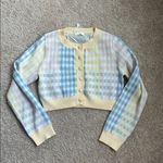 Plaid Pastel cardigan & skirt set. M/L Blue Size M Photo 10