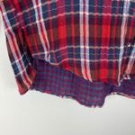 Free People  Magical Embroidered Plaid Button Down‎ Shirt Long Sleeve Red Blue XS Photo 3