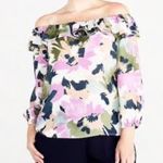 J.Crew Mercantile Floral Convertible Off The Shoulder Ruffle Top Purple Small Photo 1