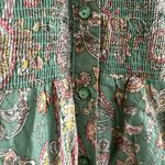 Cato Boho Smocked Paisley Button Down Shirt Green Pink Size XL Photo 2