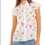 Alice + Olivia  Eli Flutter-Sleeve Silk Top
Sunday Macaroons, Size XS NWT Photo 1